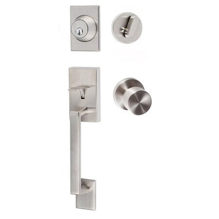 Sure-Loc Hardware Sure-Loc Hardware Koln Handleset with Round Thumb Turn, Bergen Round Handset Trim, Satin Nickel KN507-R-BG-RD 15